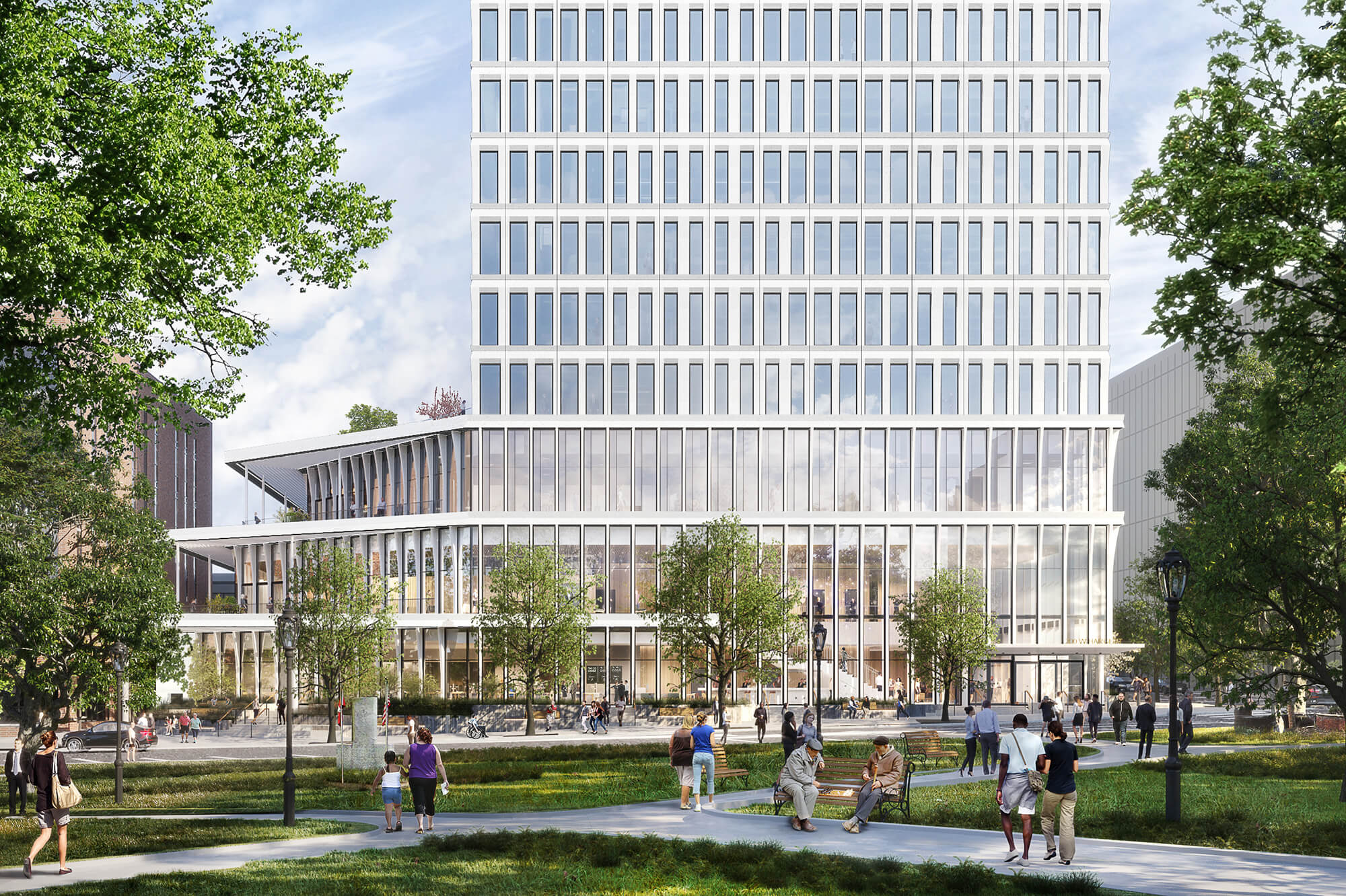exterior of Raleigh City Hall with expansive greenspace