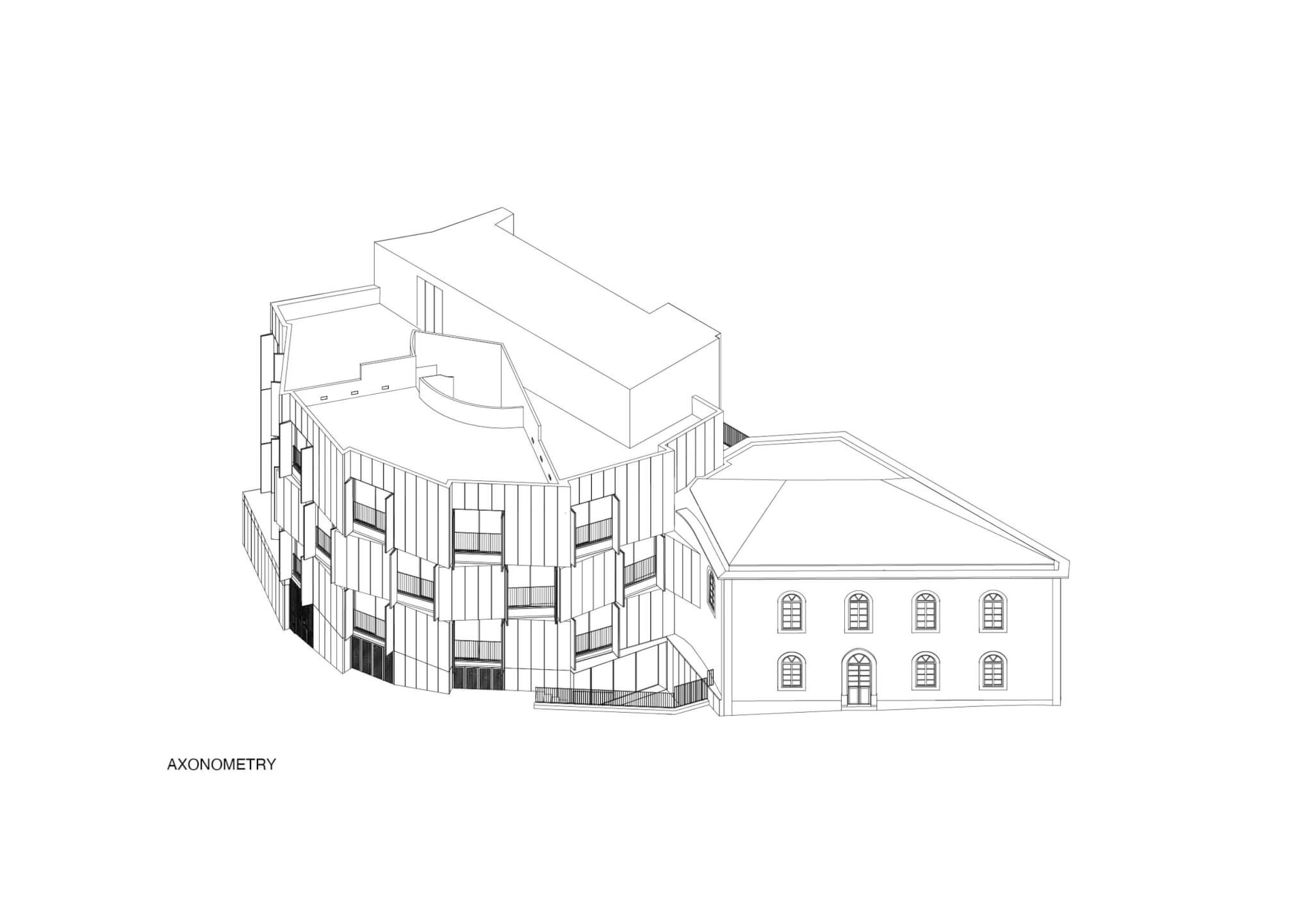 axonmetric drawing of the building by Bureau des Mésarchitectures