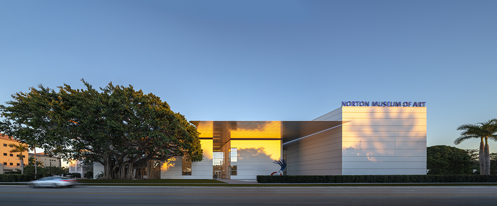 Photo of the exterior of the renovated Norton Museum of Art