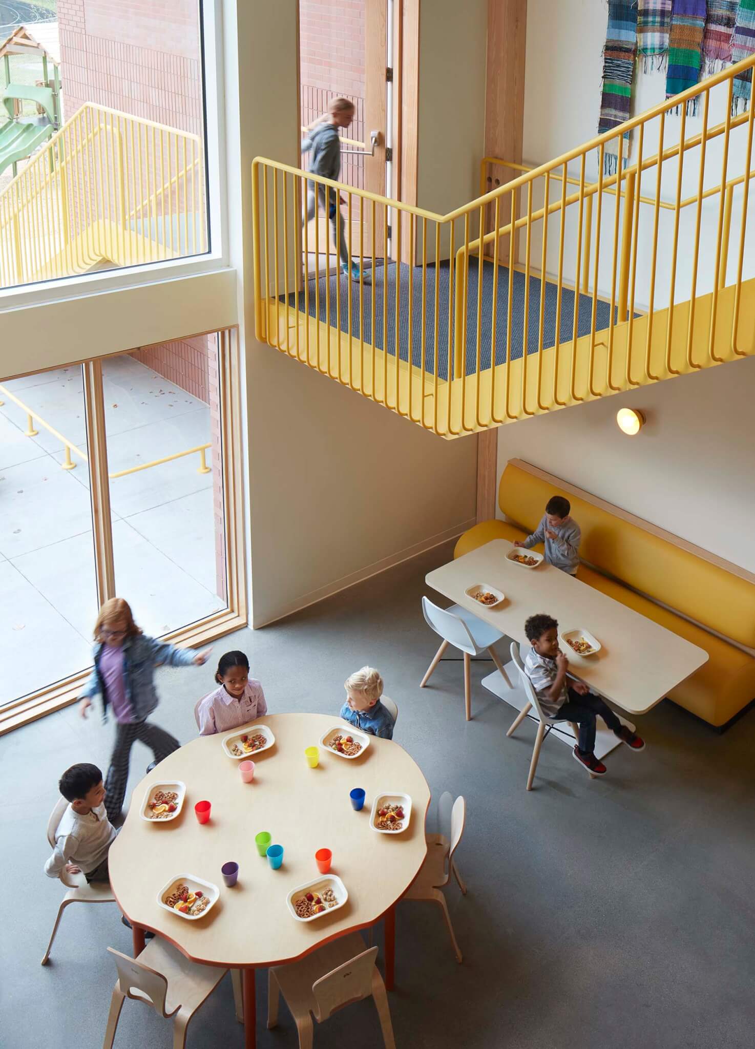 aerial view looking down into play space