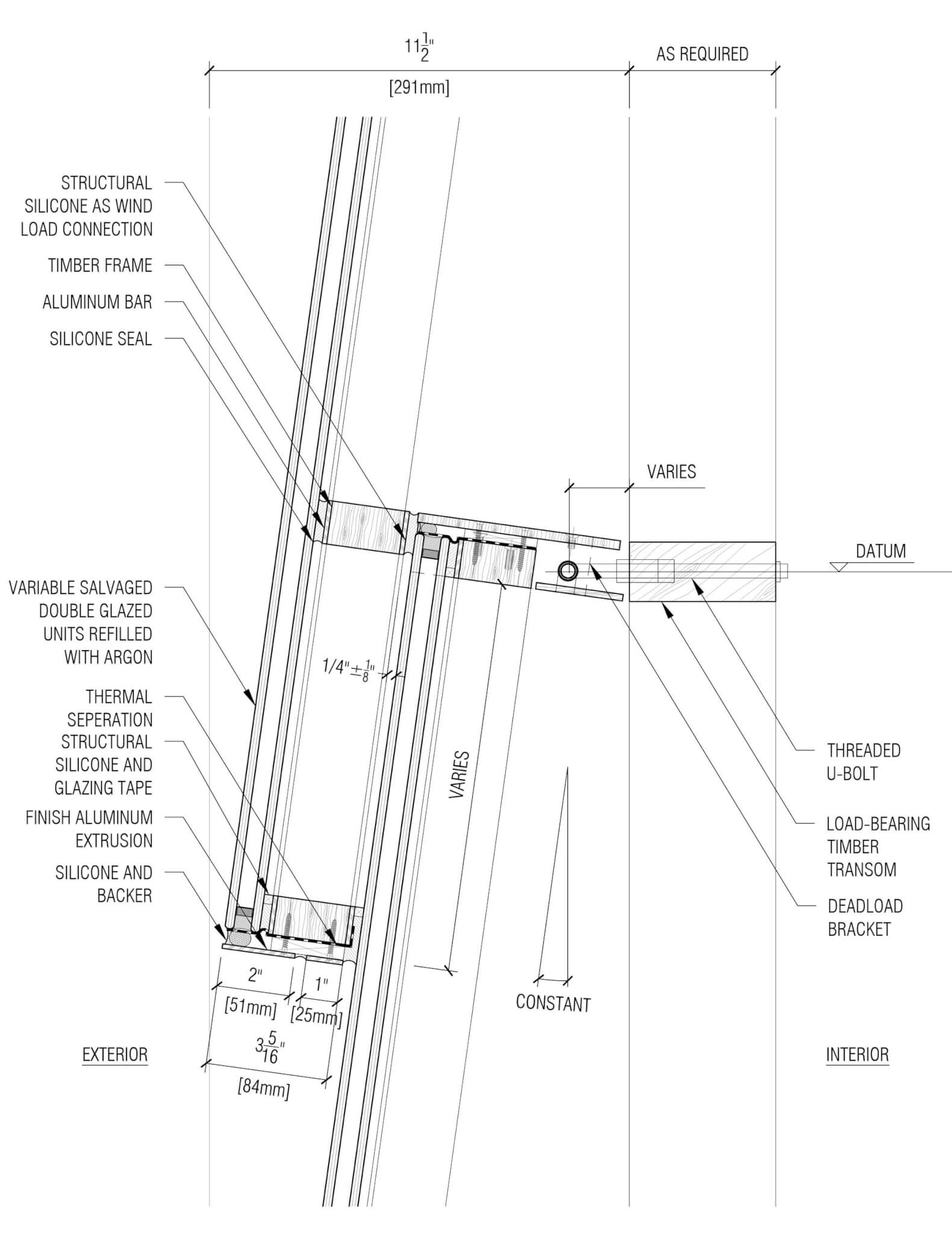 detail drawing of the facade attachment system