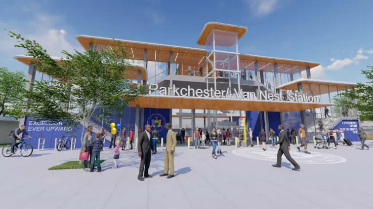 Rendering of new commuter station in Parkchester in the Bronx