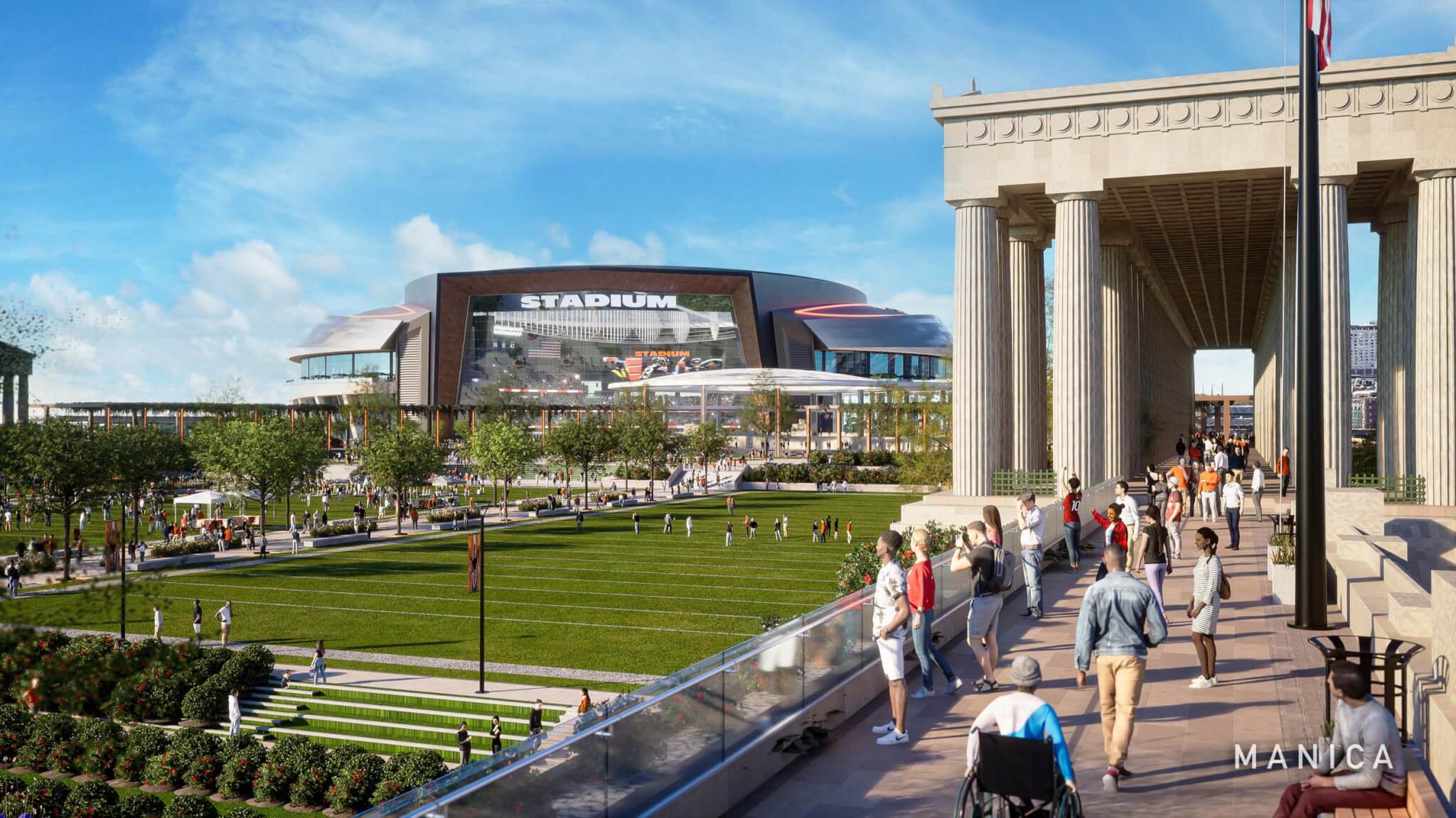 collonade of demolished stadium