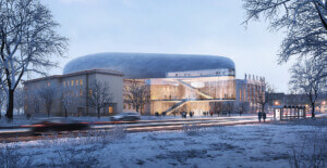rendering of Ostrava Concert Hall by Steven Holl Architects