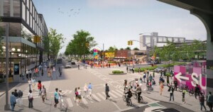 rendering of an urban intersection