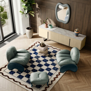 aerial view of furniture designed by Faye Toogood