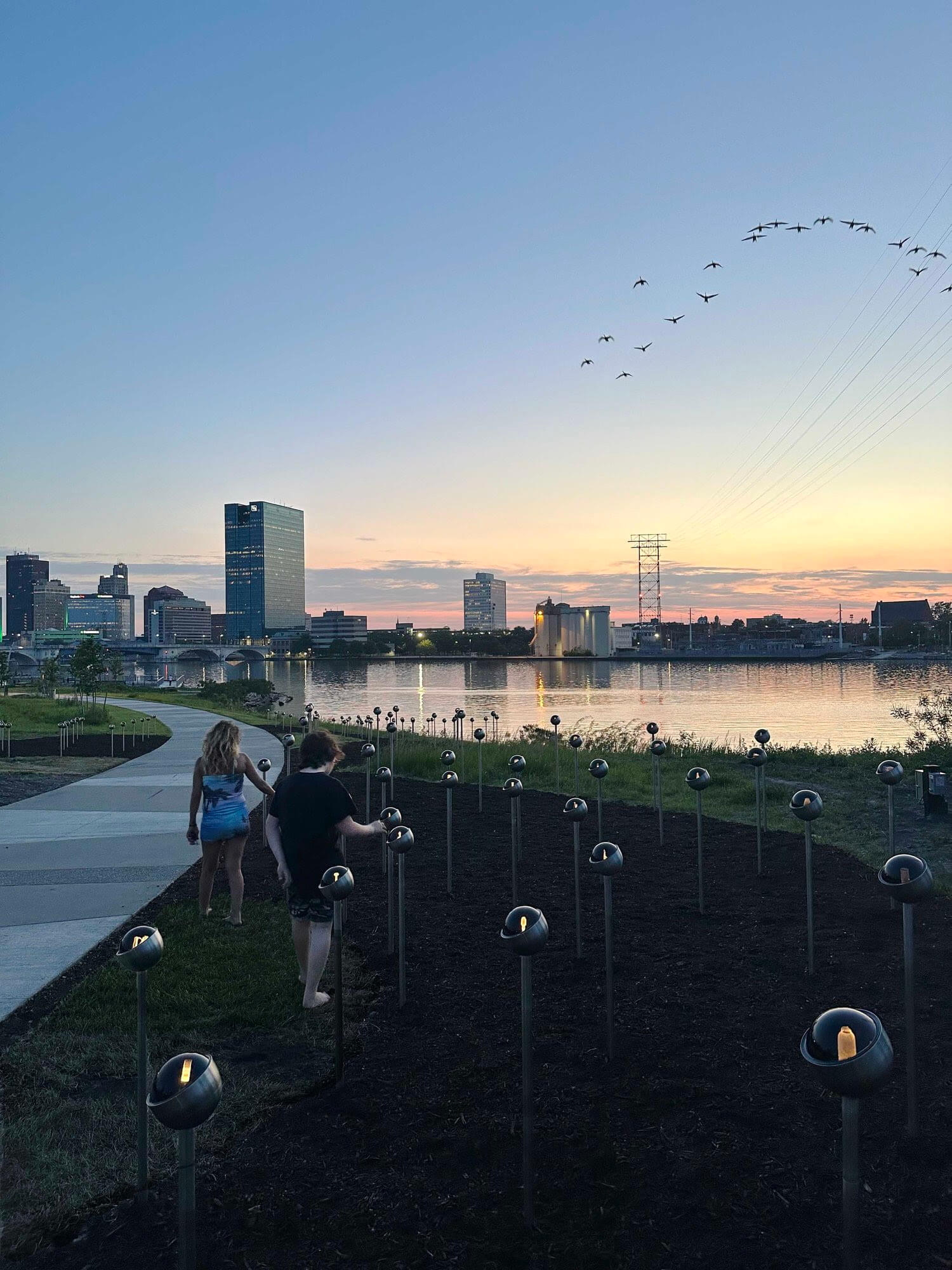sunset view of installation in park