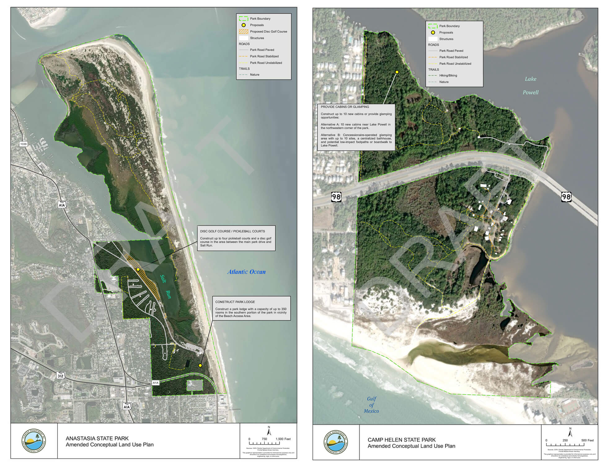 Conceptual Land Use Plans for Anastasia and Camp Helen, two Florida State Parks
