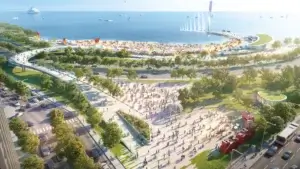 rendering of new paths to Oak Street Beach