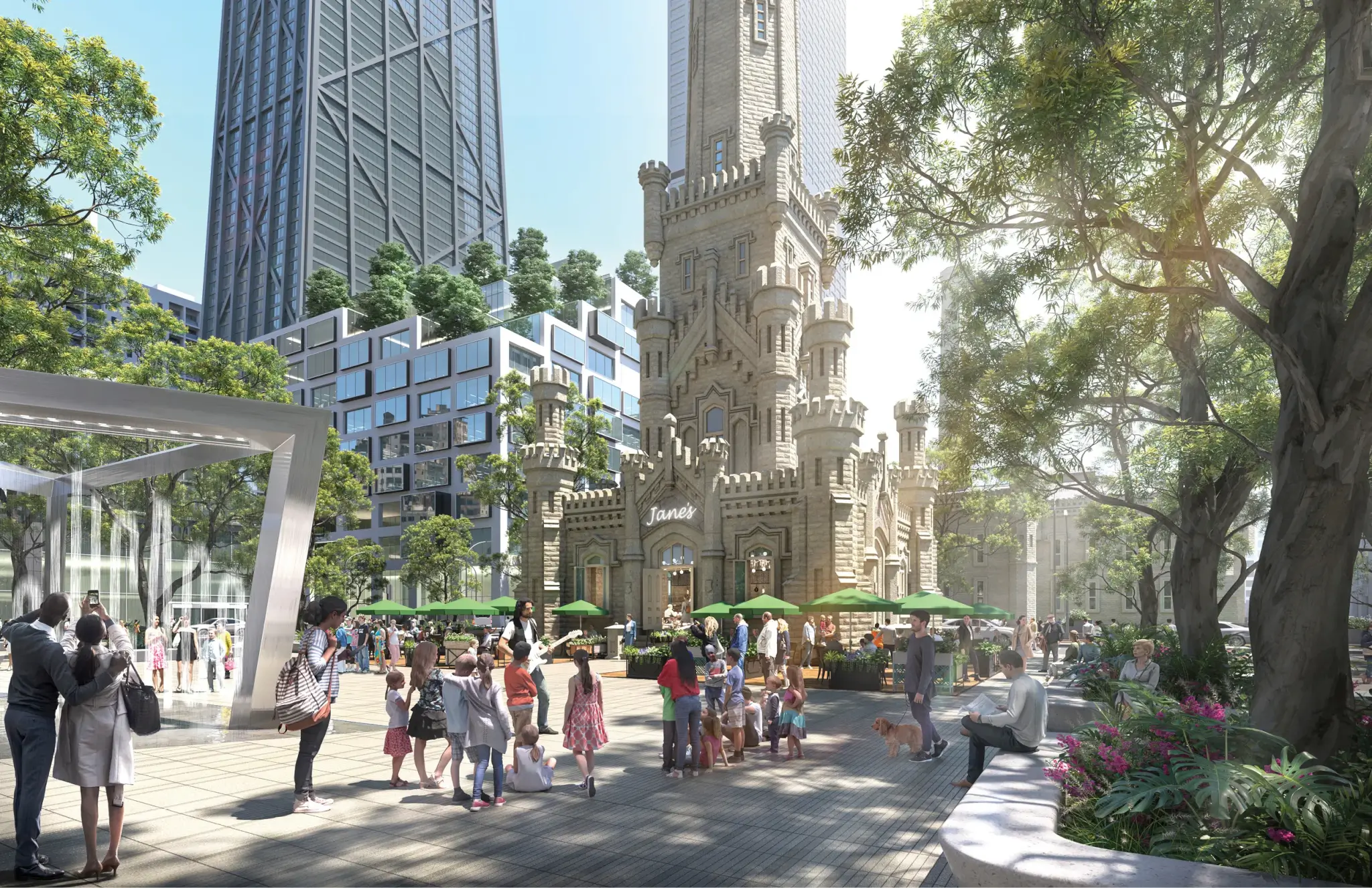 rendering of new cafe Jane's in the water tower